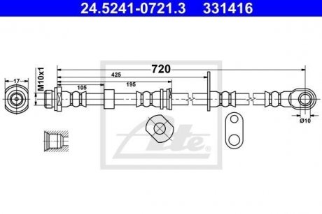 Тормозной шланг 24.5241-0721.3 ATE 24524107213