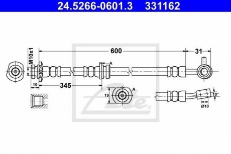 Тормозной шланг 24.5266-0601.3 ATE 24526606013