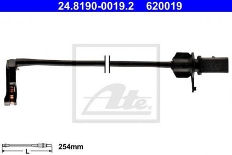 Датчик зносу гальмівних колодок(дискових) ATE 24819000192 (фото 1)