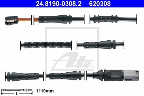 Сигналізатор, знос гальмівних колодок 24.8190-0308.2 ATE 24819003082 (фото 1)