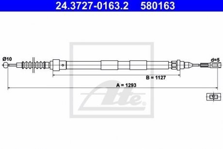 Трос ручного гальма ATE 580163