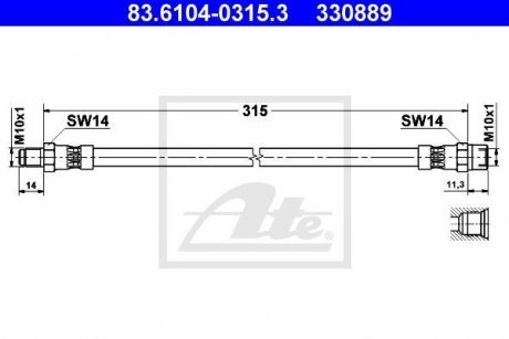 Тормозной шланг 83.6104-0315.3 ATE 83610403153