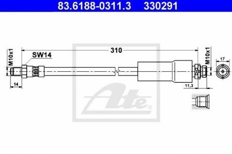 Шланг тормозной ATE 83618803113 (фото 1)