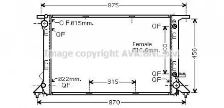 Радиатор охлаждения A4/A5/Q5 32i/27TD/30TD AT (выр-во AVA) AVA COOLING AIA2291 (фото 1)