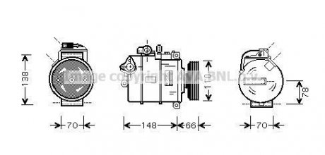 Компрессор кондиционера A4 II 19TDi 00-03 (AVA) AVA COOLING AIAK226 (фото 1)