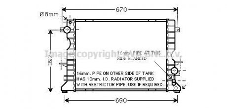 Радіатор, охолодження двигуна AVA QUALITY COOLING AVA COOLING AU2184 (фото 1)