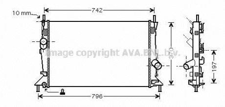 Радіатор охолодження двигуна FOCUS/MAZDA3/S40 16/8 03- AVA COOLING FDA2369 (фото 1)