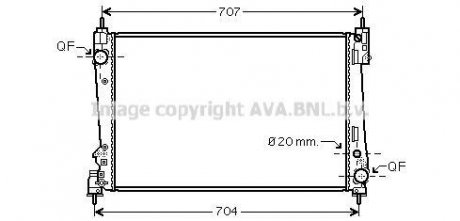 Радиатор охлаждения двигателя Fiat Doblo 10> 1,6-2,0 MJet MT AC+/-, Opel Combo 1,6-2,0 CDTI 12> AC+/- AVA COOLING FTA2312 (фото 1)