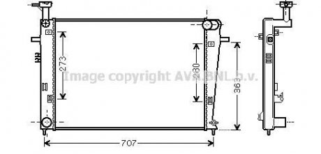 Радіатор, охолодження двигуна AVA QUALITY COOLING AVA COOLING HY2275