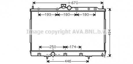 Радиатор охлаждения MITSUBISHI OUTLANDER (CU2, 5W) (03-) (аналог MTА2183) (выр-во AVA) AVA COOLING MT2183