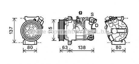 Компрессор кондиционера Renault Megane/Scenic 1.4/1.6/2.0 dCi 09- AVA QUALITY COOLING AVA COOLING RTAK491 (фото 1)