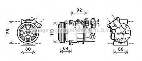 Компрессор кондиционера RENAULT MEGANE 2.0i/SCENIC 1.9DCi (AVA) AVA COOLING RTAK492 (фото 1)