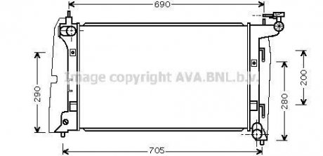 Радиатор охлаждения двигателя Toyota Corolla 1,6i 01>07 AVA COOLING TOA2290