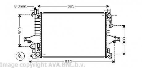 Радиатор охлаждения двигателя V70 ALL 00-07/S80 20/4/9 (Ava) AVA COOLING VO2115