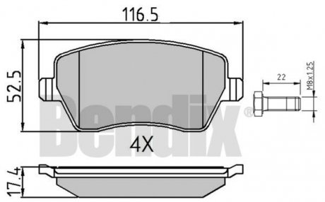 КОЛОДКИ ТОРМОЗНЫЕ RENAULT KANGOO 08> ПЕРЕД Bendix 510459