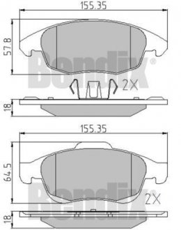 Колодки гальмові CITROEN BERLINGO 08> ПЕРЕД БЕЗ ДАТЧИКА Bendix 510565 (фото 1)