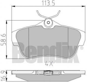 Колодки гальмові FIAT SCUDO 07> ЗАД БЕЗ ДАТЧИКА Bendix 510572