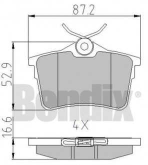 Колодки гальмові CITROEN BERLINGO 08> ЗАД БЕЗ ДАТЧИКА Bendix 510650 (фото 1)