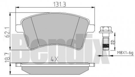 Колодки гальмові RENAULT KANGOO 08> ПЕРЕД Bendix 510654