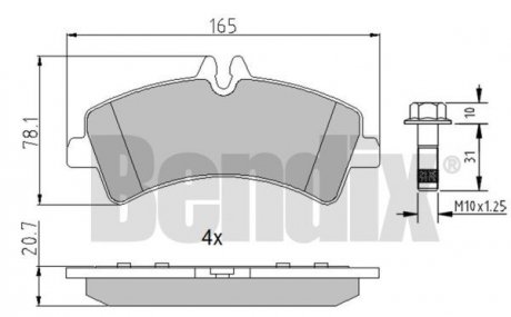 КОЛОДКИ ТОРМОЗНЫЕ MERCEDES SPRINTER 06> 906 ЗАД Bendix 510741