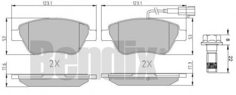 Колодки гальмові FIAT FIORINO 07> ПЕРЕД 1-ДАТЧИК Bendix 510912