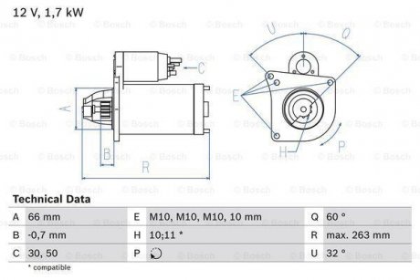 Стартер BOSCH 0986013200