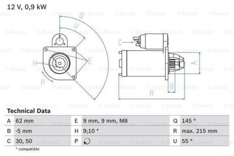 Стартер 0 986 013 850 BOSCH 0986013850