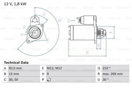 Стартер 0 986 016 240 BOSCH 0986016240