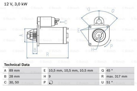 Стартер BOSCH 0 986 019 020