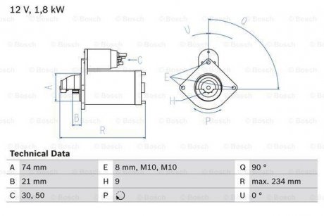 Стартер BOSCH 0986021230