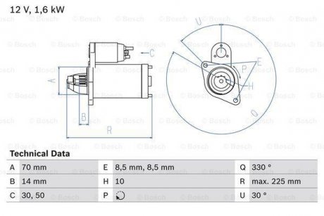 Стартер 0 986 021 260 BOSCH 0986021260