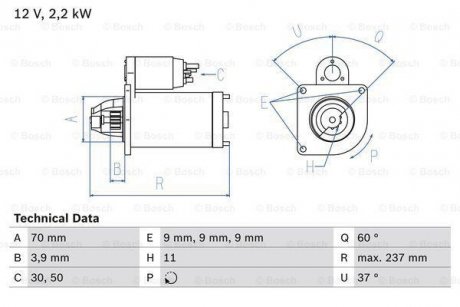 Стартер BOSCH 0986027000