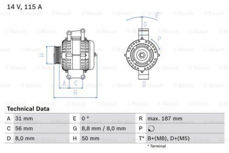 Генератор BOSCH 0986043660