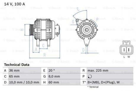 Генератор BOSCH 0986043981