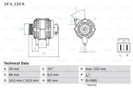 Генератор 0 986 048 301 BOSCH 0986048301