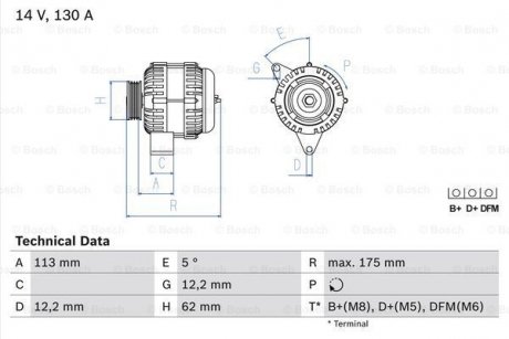 Генератор 0 986 048 801 BOSCH 0986048801