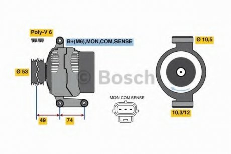 Генератор 0 986 049 460 BOSCH 0986049460 (фото 1)