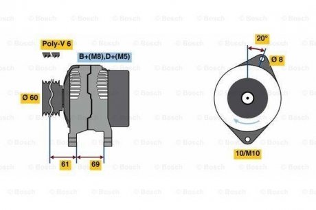 Генератор 0 986 080 030 BOSCH 0986080030