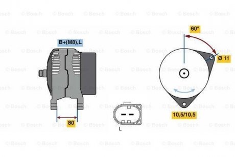 Генератор BOSCH 0 986 080 060 (фото 1)