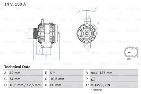 Генератор 0 986 082 330 BOSCH 0986082330