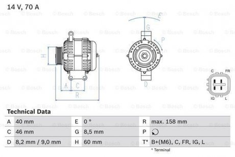 Генератор 0 986 082 800 BOSCH 0986082800