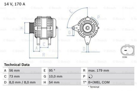 Генератор BOSCH 0 986 083 470 (фото 1)