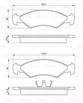 Тормозные колодки, дисковый тормоз (набор) BOSCH 0986468570