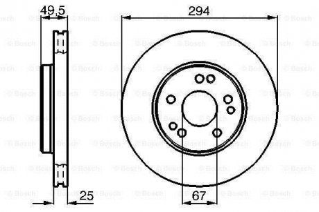 Гальмівний диск MB W124 M104 F BOSCH 0986478428 (фото 1)