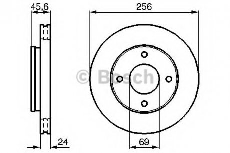 Диск гальмівний 256x24x45,6x4 BOSCH 0 986 479 B83