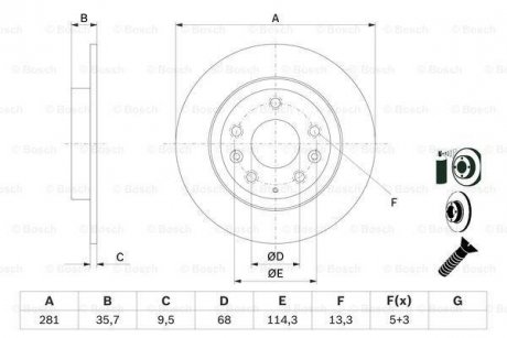 Диск тормозной BOSCH 0986479E55