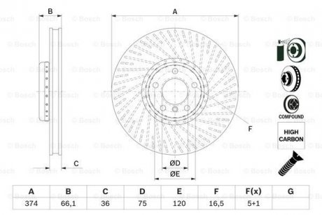 Тормозной диск BOSCH 0 986 479 E63 (фото 1)