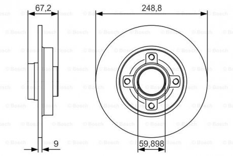 Тормозной диск CITROEN/PEUGEOT C4/307 "R "04>> PR2 BOSCH 0986479S42 (фото 1)