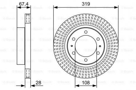 Диск гальмівний TOYOTA Hilux/Fortuner F 2,4-2,7 04>> BOSCH 0 986 479 W47 (фото 1)