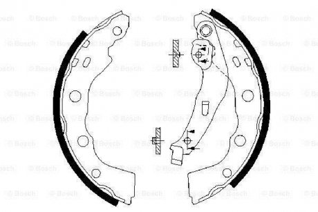 Тормозные колодки, барабанные BOSCH 0986487577